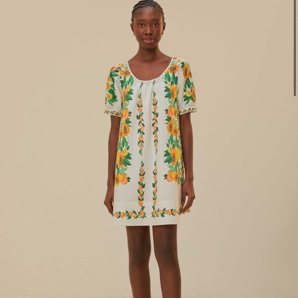 New Farm Rio Papaya Salad Scarf Mini Dress
